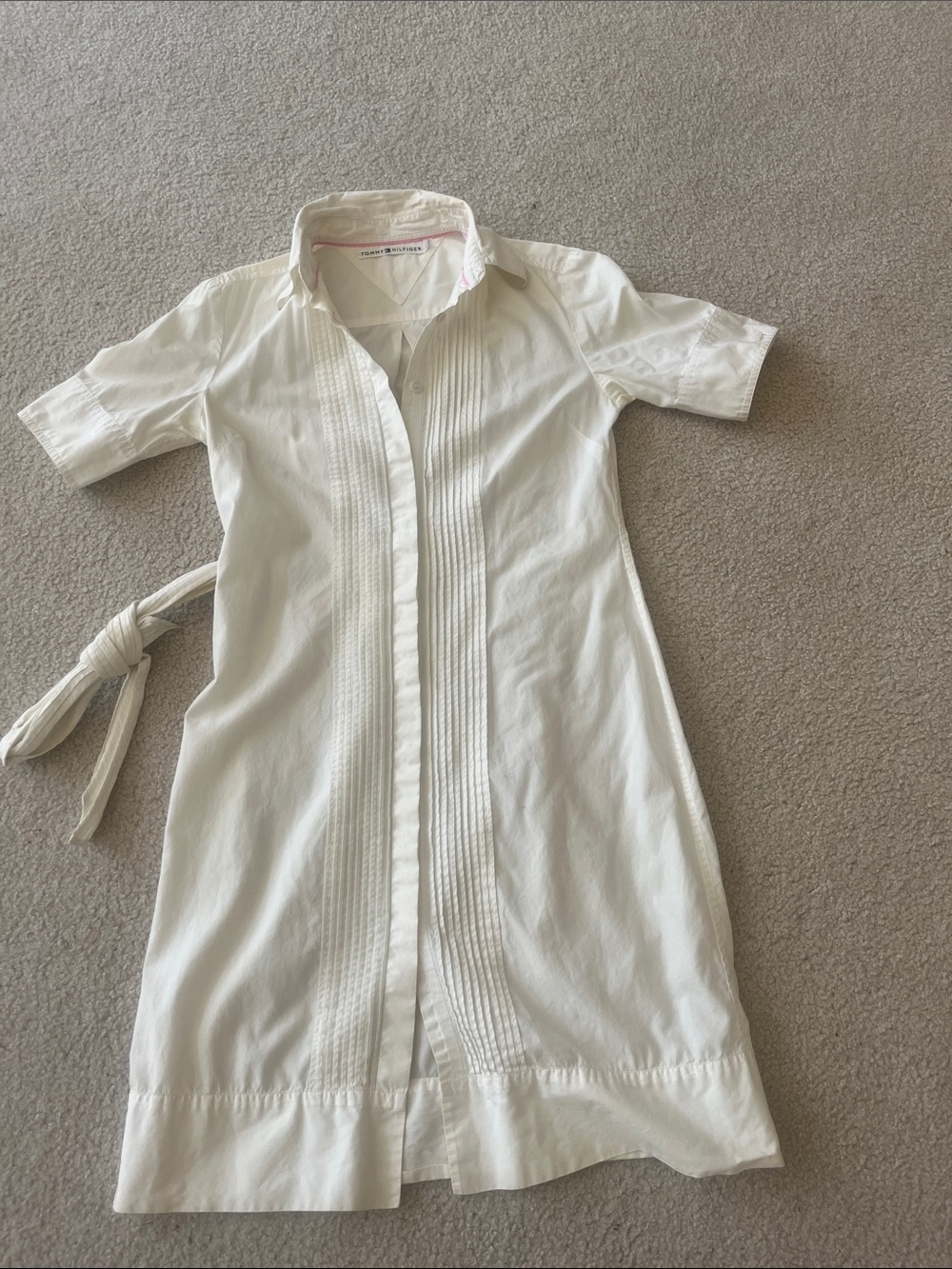 Tommy Hilfiger White Pleated Front Shirt Dress